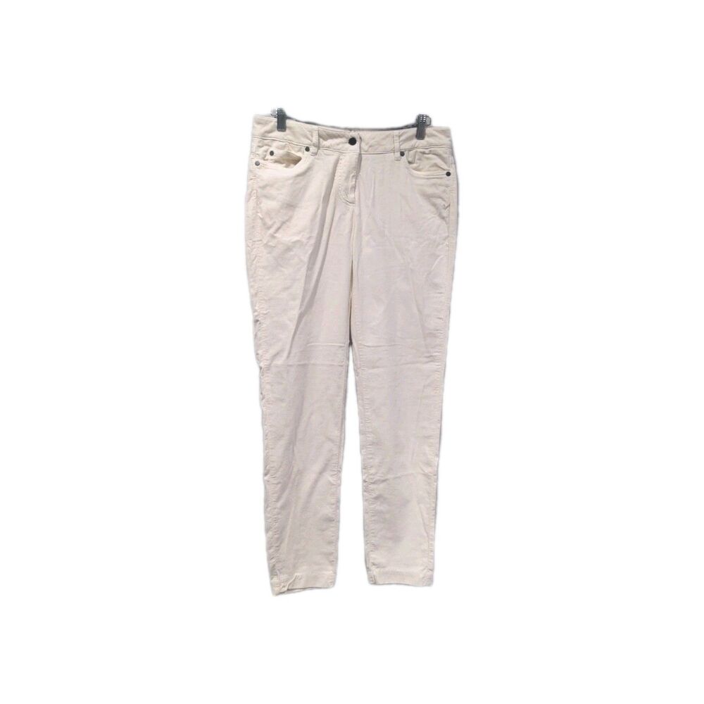 J McLaughlin Womens Velvety Casual Pants Size 10 Cream Career Tapered Pockets